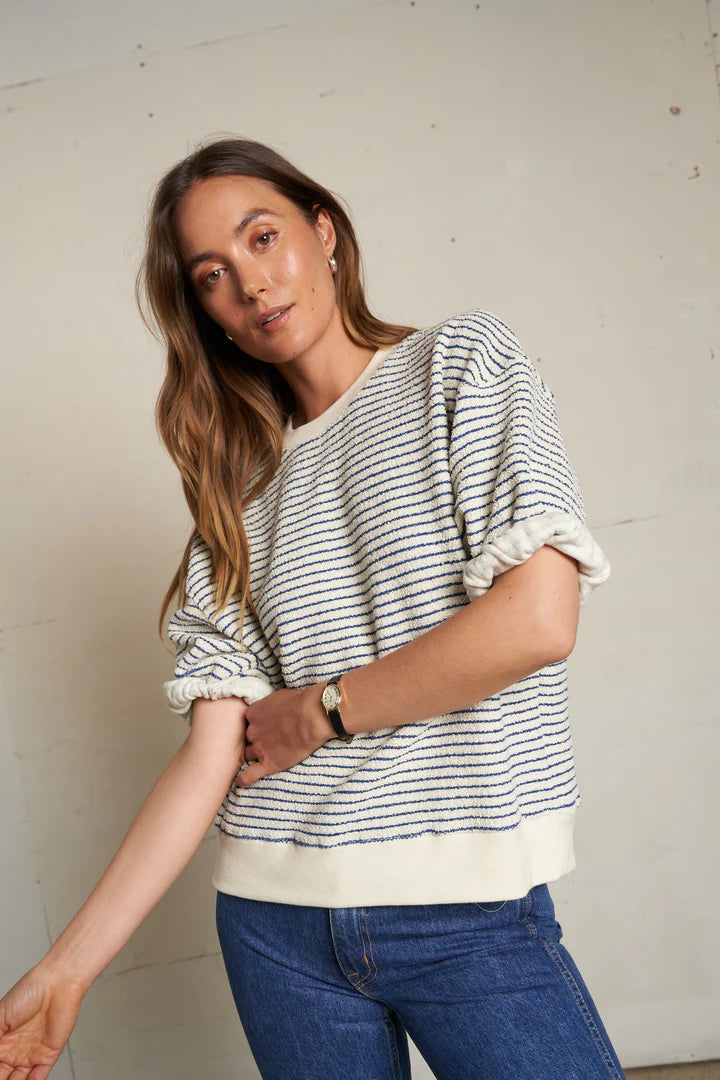 rebecca stripe cotton short sleeve sweatshirt