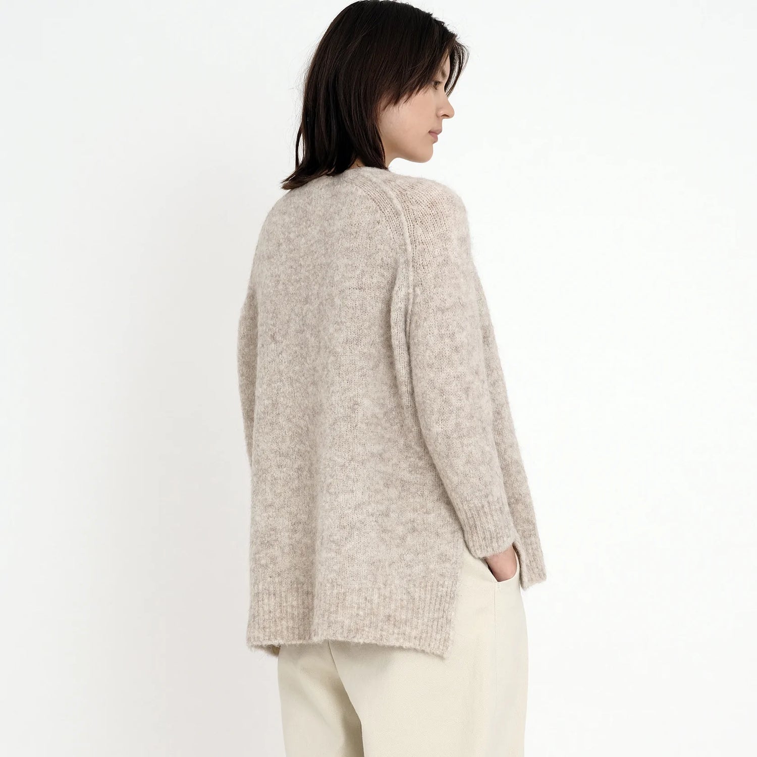 airy exposed seams sweater