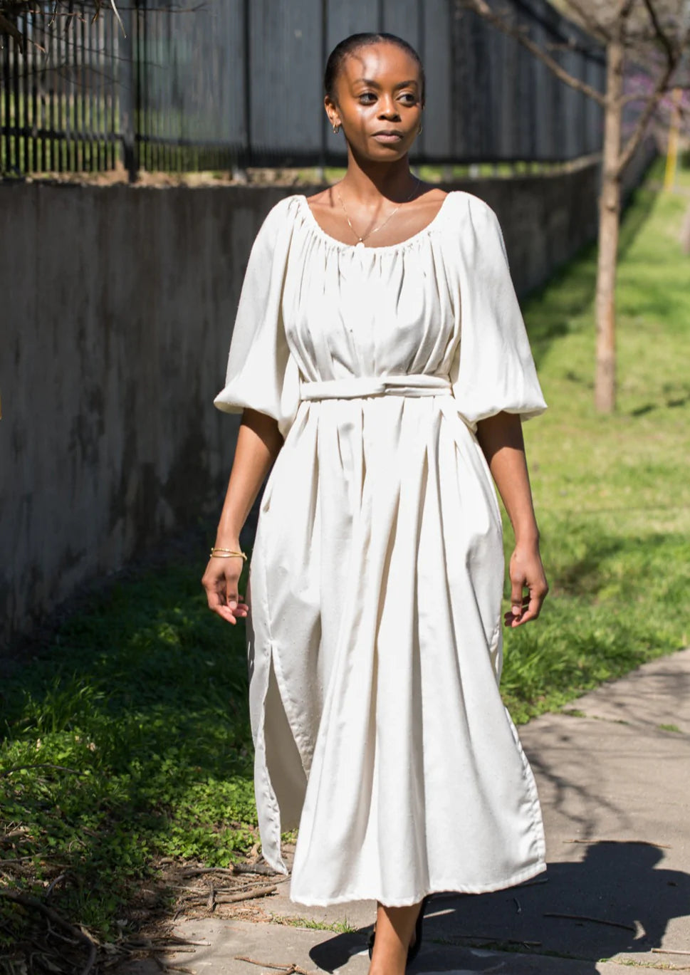 the cassatt dress in natural silk noil by miranda bennett studio