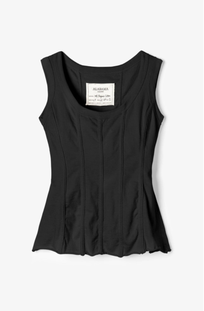 alabama chanin corset top in black