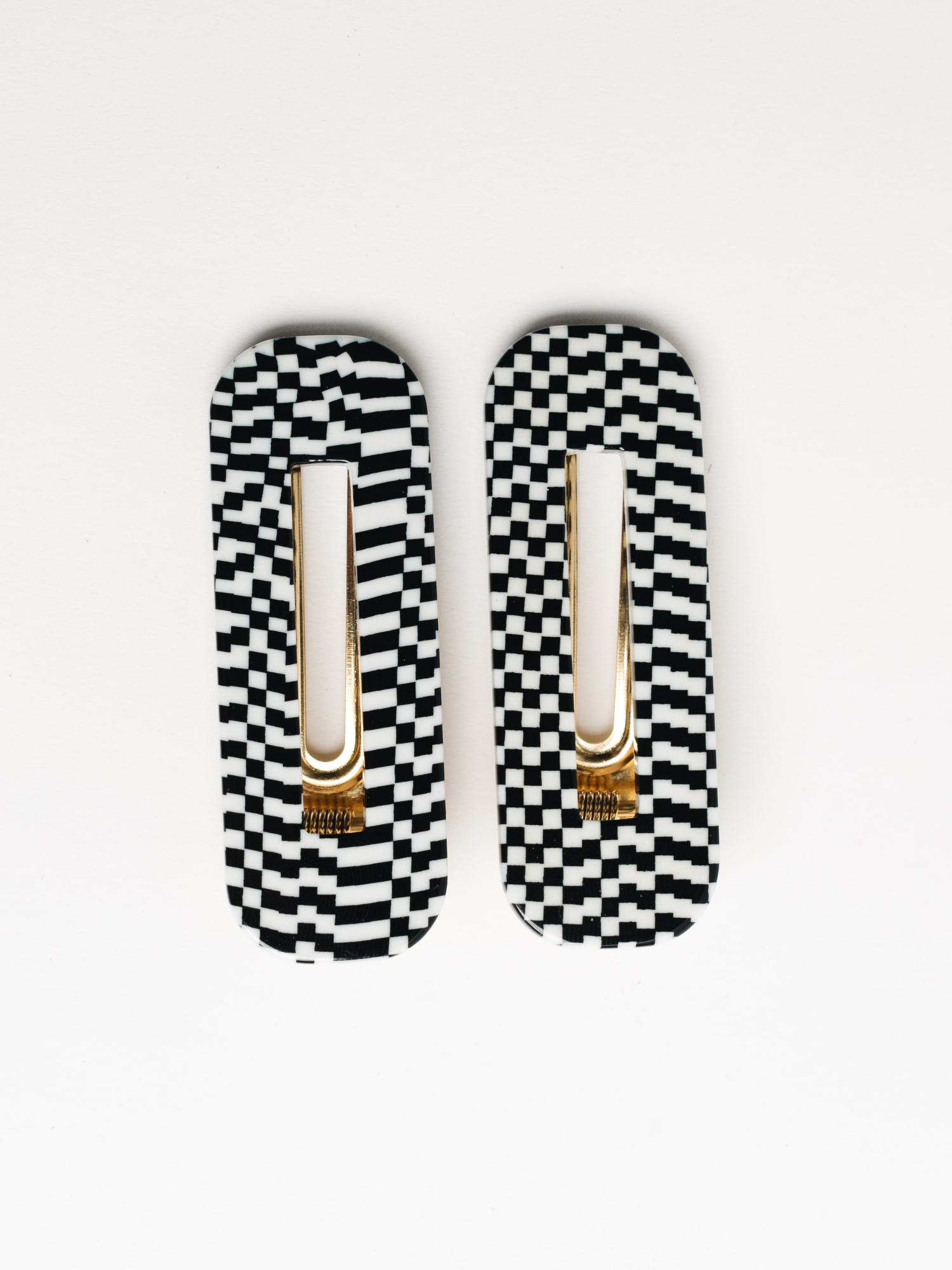 NAT + NOOR - Tortoise Duo In BW Checkered Hair Clips
