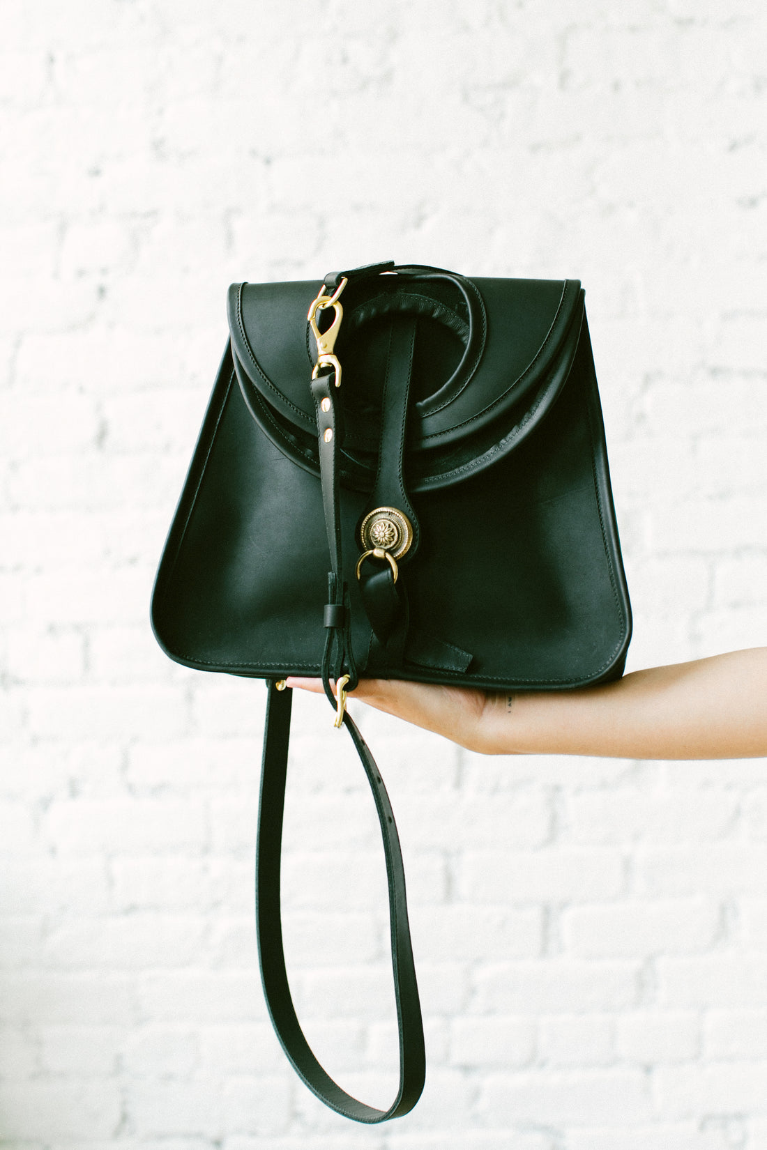 Amelia Crossbody in black leather by Dreamers Supply Co for basic. in Birmingham, Alabama